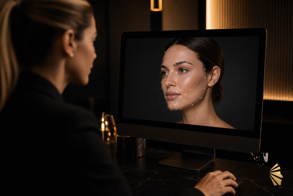 Monitor em consultório exibe análise facial por inteligência artificial